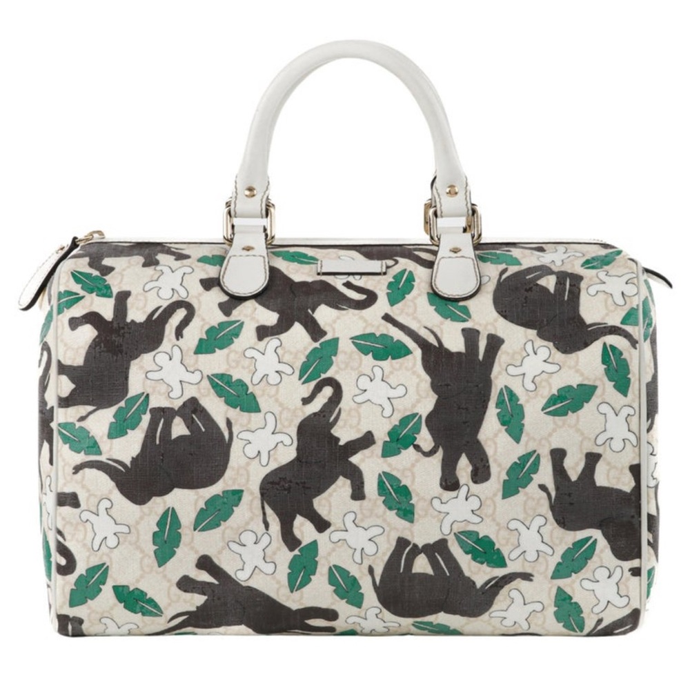 GUCCI c.2010 Limited Edition UNICEF Elephant Coated Canvas Joy Boston Handbag